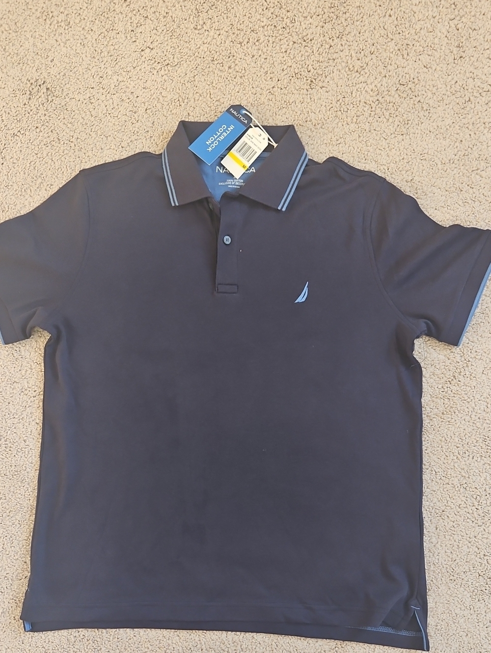 Nautica Navy Polo with Light Blue Trim
